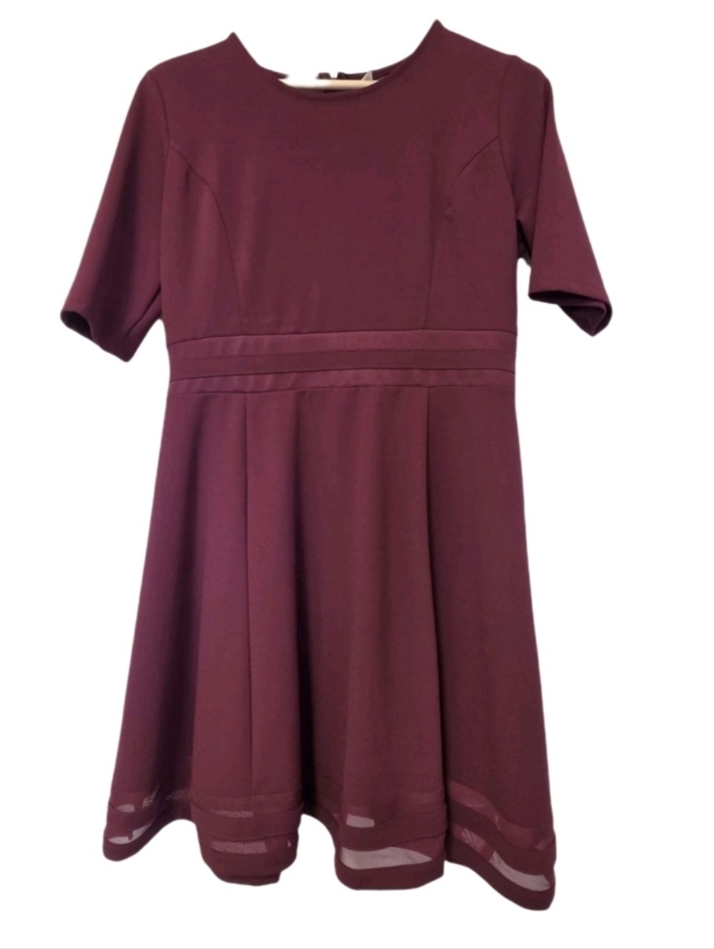 Womens Fit n Flare Dress Size Large Petite Red Burgundy Grandmother Wedding NEW